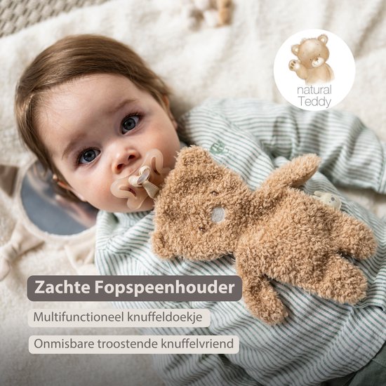 Nattou TEDDY Baby Fopspeenhouder - 26 cm - Beer doudou als speenhouder - Baby Cadeau - Beige van Nattou — afbeelding 3