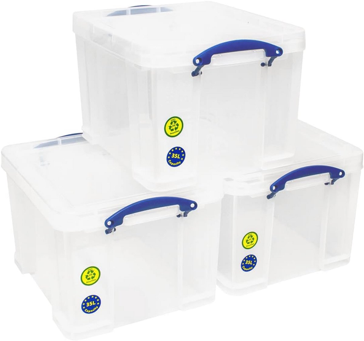 Opbergdozen 3-Pack 35 L - Kleurloos en Transparant
