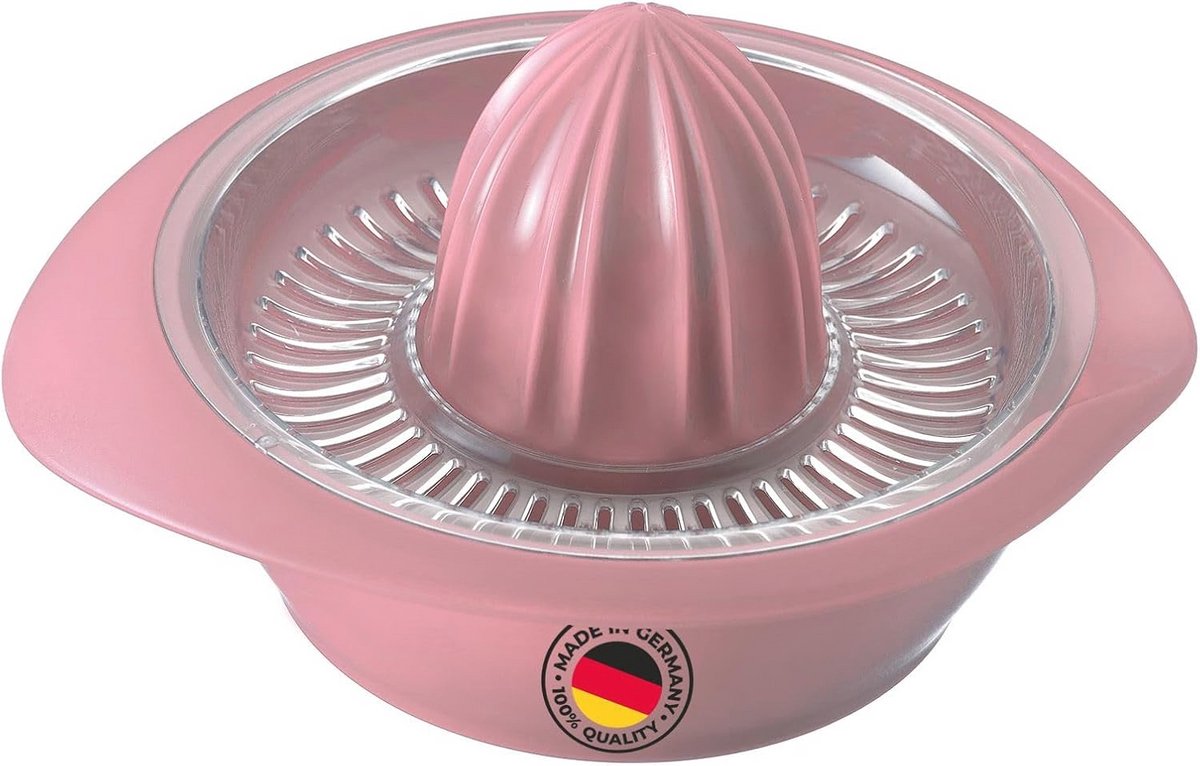 Citruspers met Sapreservoir - 0,5L, Kunststof - Roze - Ideaal voor Sinaasappel en Citroensap