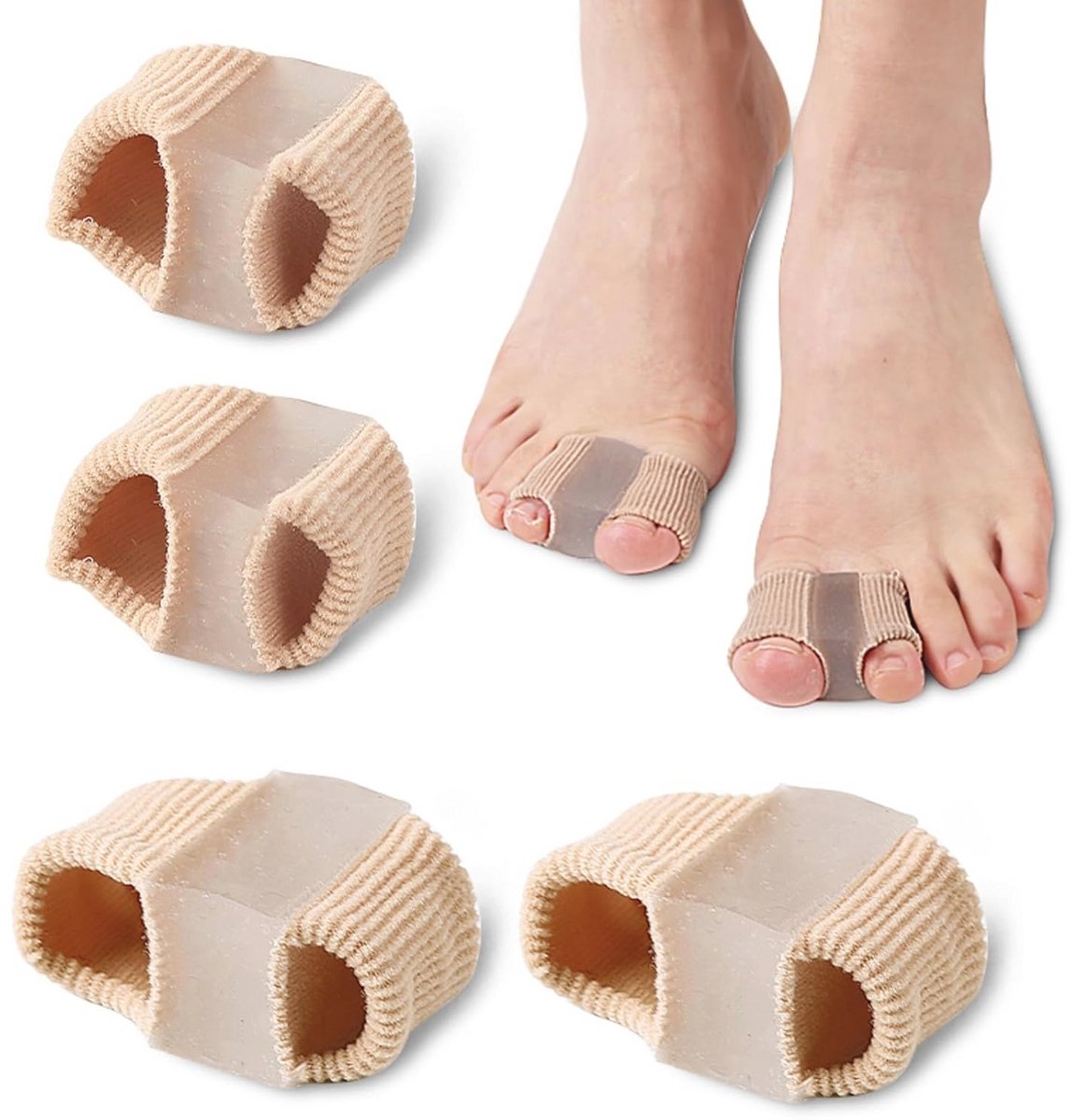 Teenscheider voor Bunions Corrector Hamer Tenen Grote Teen Brancard en Stijltang Comfortabele Zachte Vezel 2 Paar S+L
