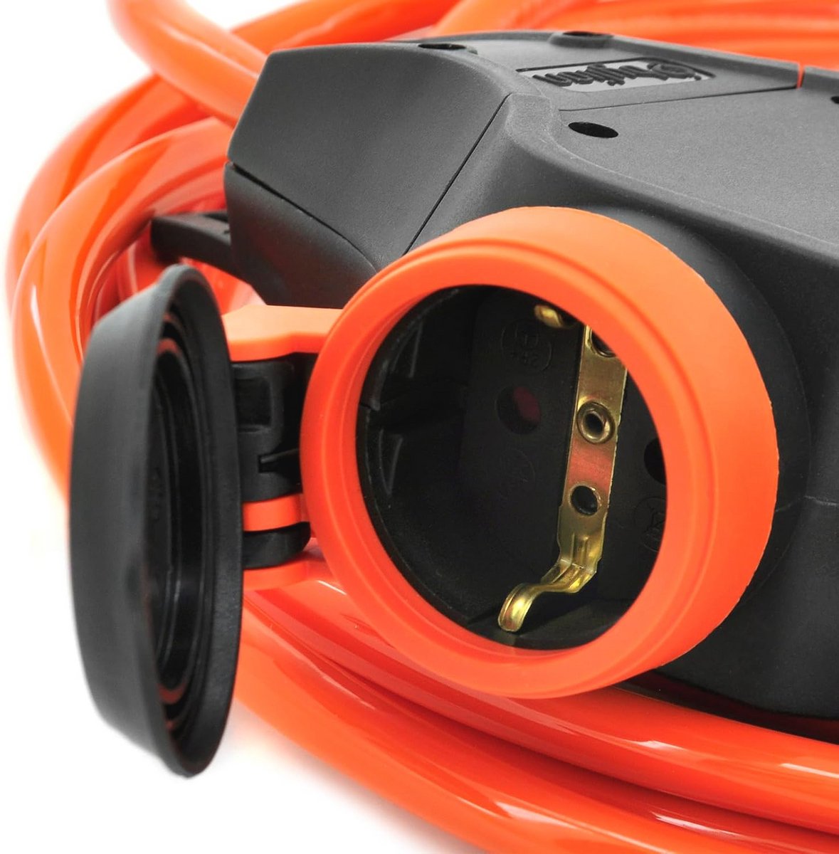 Rubberen Kabelverlengkabel 30m met 3-voudige Koppeling - Geschikt voor Binnen en Buiten - IP54 - AC 230V / 16A
