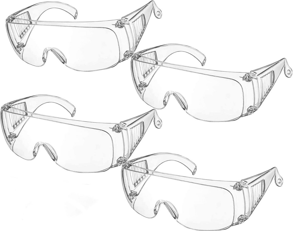 Veiligheidsbril Wrap Around - 4 Stuks Met Anti-condens Bescherming Voor Kinderen en Volwassenen