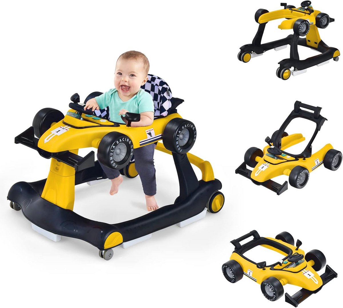4-in-1 Loopwagen voor Baby's met Muziek en Licht - Inklapbaar en Verstelbaar