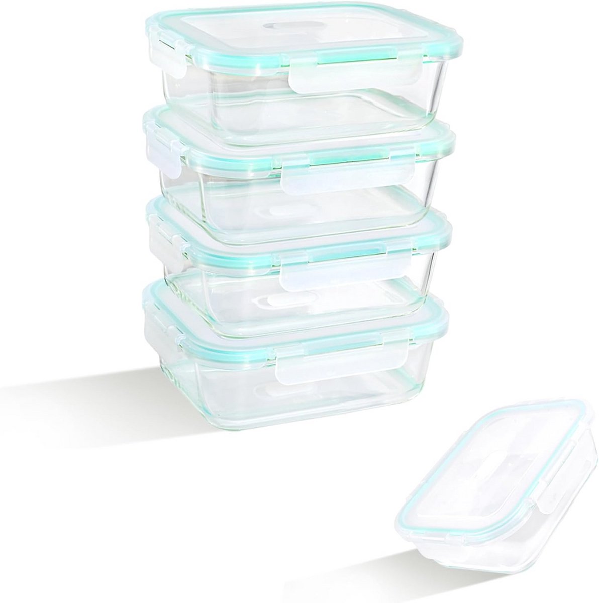 Set van 4 Vershouddozen met Deksel - 1040 ml - Herbruikbare Voedselcontainers voor Magnetron en Vriezer