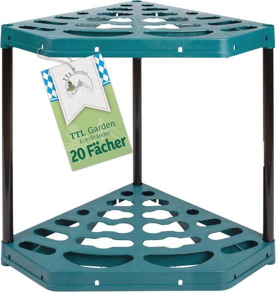 TTL Tuingereedschap, Hoekstandaard, 61 X 45 Cm, Groen, 20 Vakken Gereedschapshouder Organizer Voor Het Opbergen Van Bezem Spade Hark En Tuinhuis Schuur Garage 2512516312
