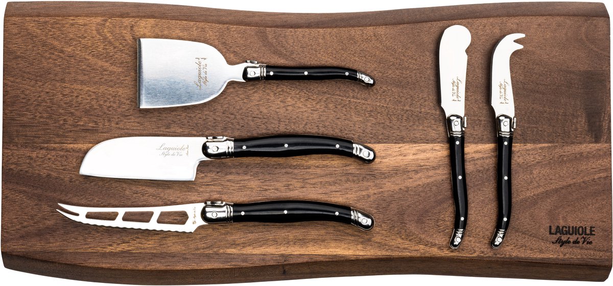 Laguiole Style de Vie - Premium Line - Kaasmessenset 5-delig met serveerplank
