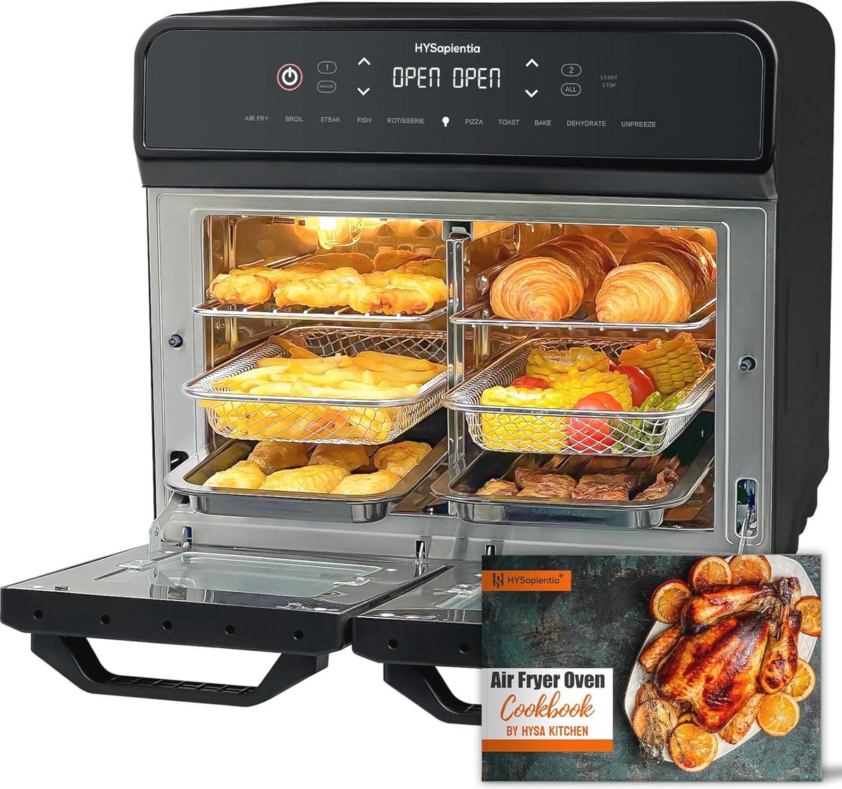 XXL Heteluchtfriteuse - 22L met 2 Kamers en Led-Touchscreen