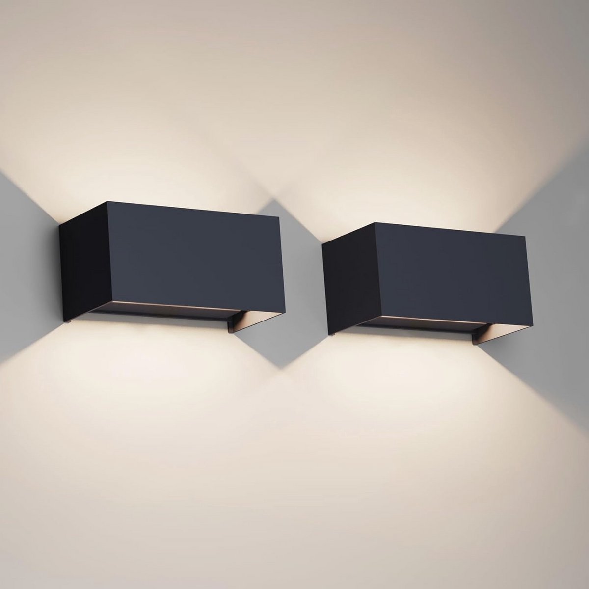 24 W Wandlamp voor Binnen en Buiten - 2 Stuks, Waterdicht IP65, Natuurlijk Wit Licht, Instelbare Stralingshoek