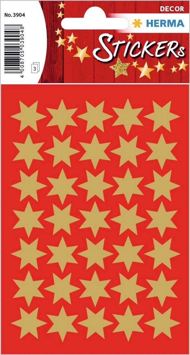 Kerststickers met gouden sterren - 6-puntige zelfklevende etiketten voor decoratie en knutselen (Ø 16 mm, 105 stuks)