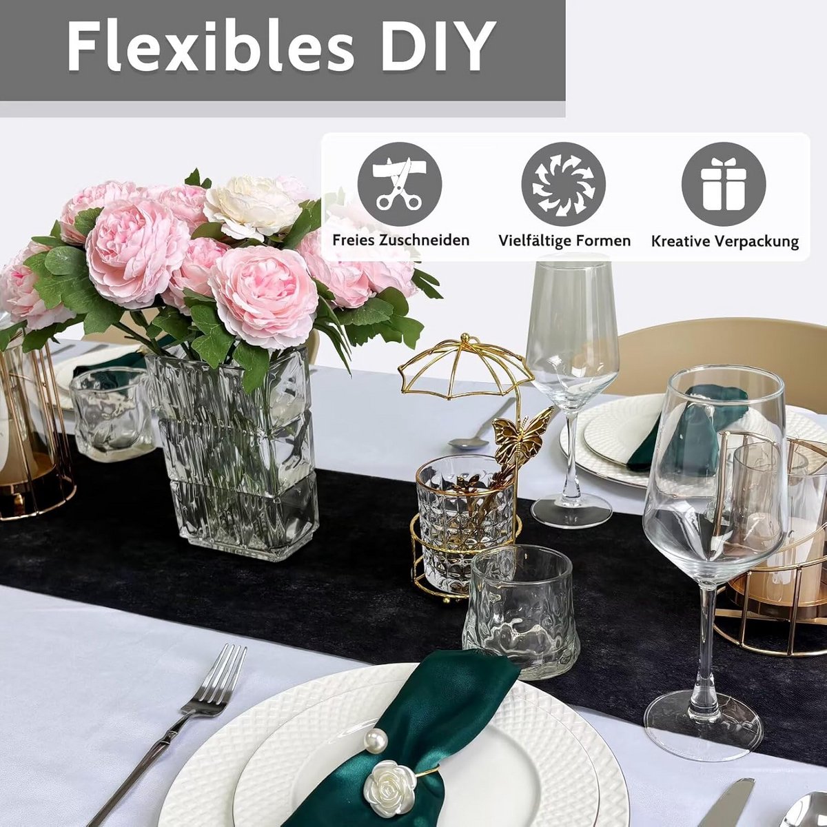 Decoratieve Tafelloper van Vlies, 30 cm x 25 m, Perfect voor Feesten en Bruiloften