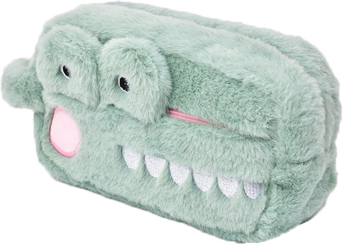 Schattig Pluche Etui met Krokodillenpatroon voor Kinderen – Grote Capaciteit, Groen