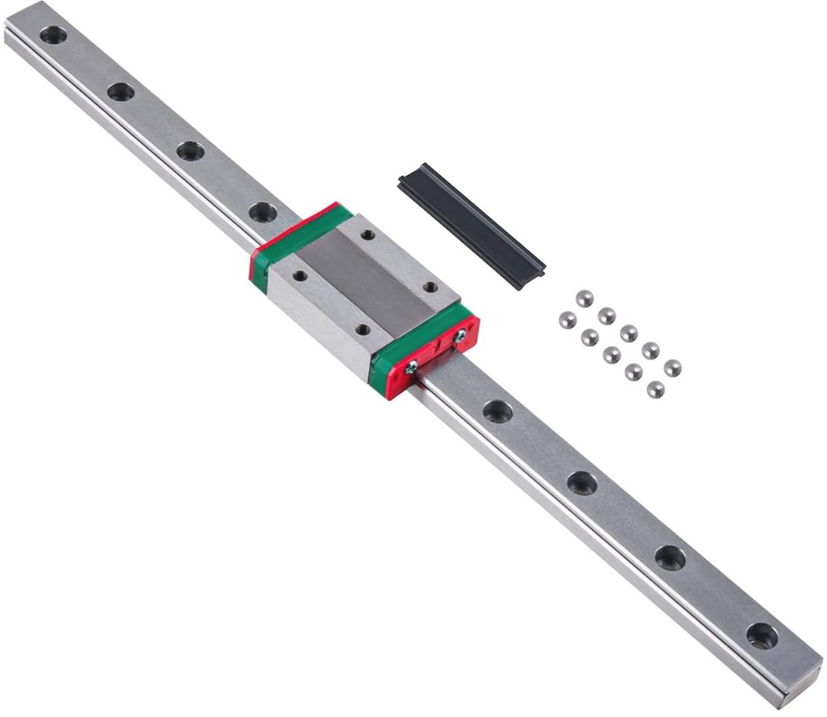 Mini-lineaire geleiderails 400 mm met precisiemeetinstrumenten en draagblok