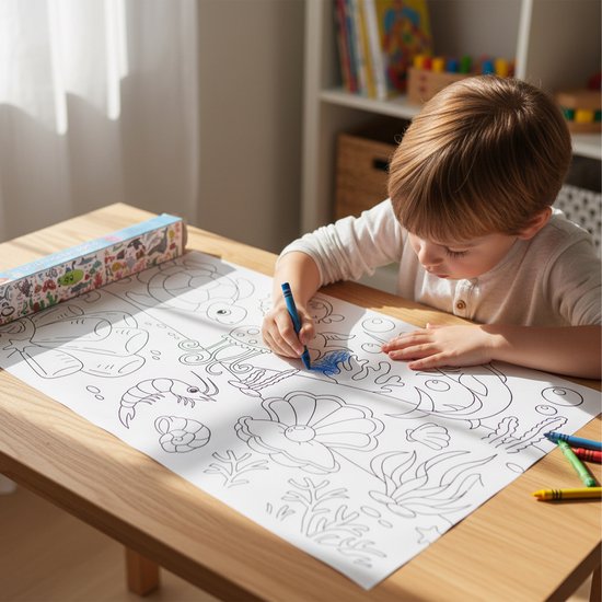coloriage nappe - lot de 2 - 3 m - op rol - papier - poisson