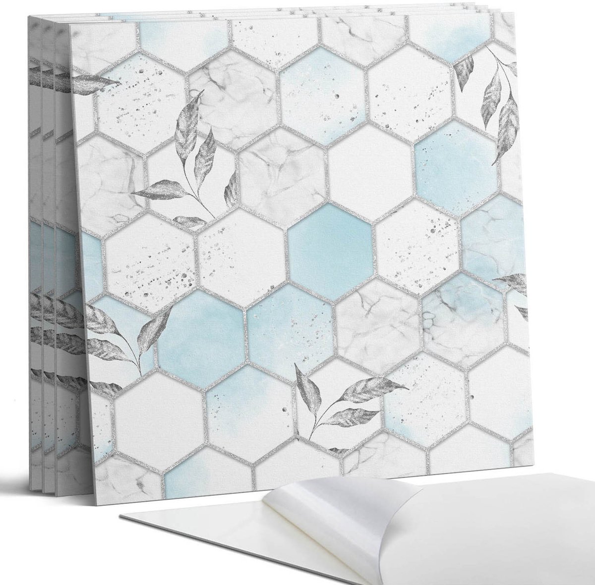 Coloray Wandpanelen Zelfklevend - Hexagonaal patroon met bladeren Zelfklevende Wandpanelen