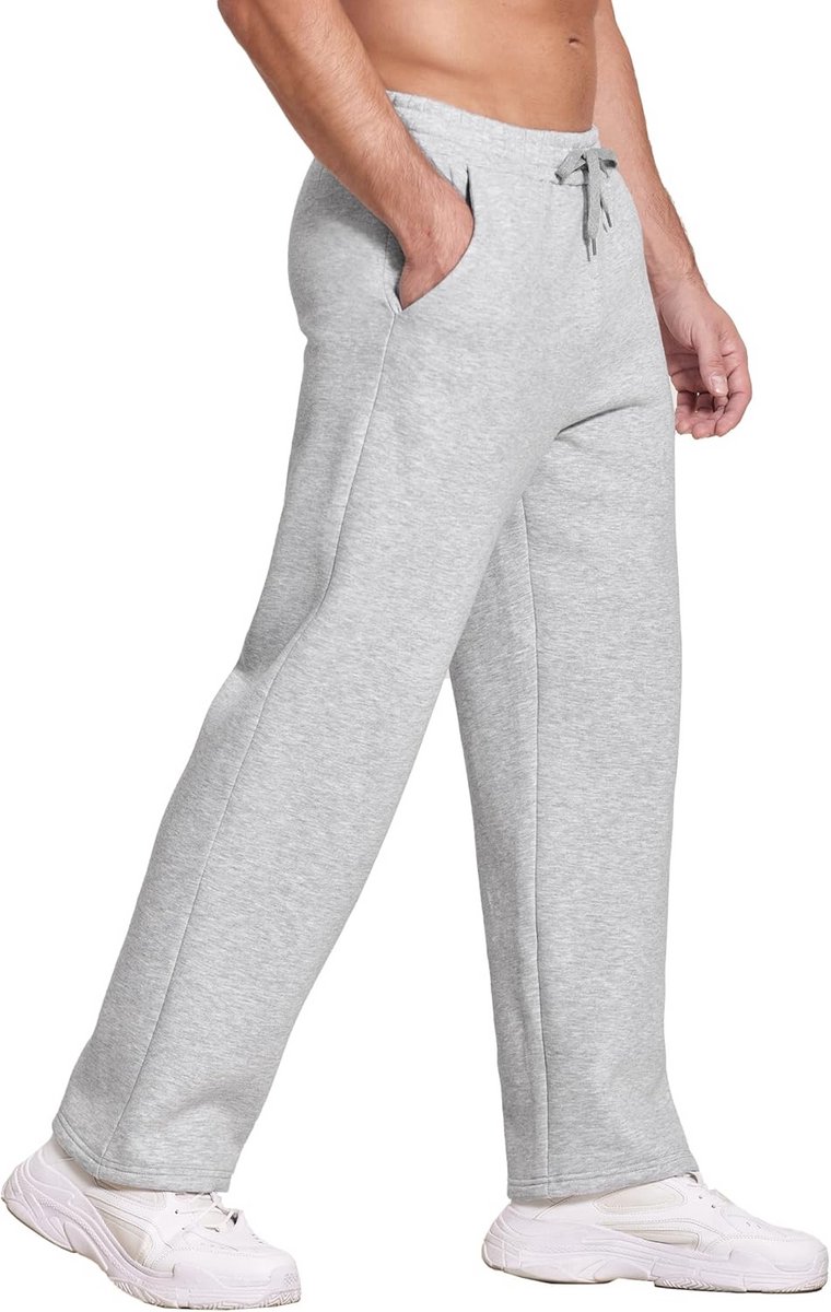 Fleece Gevoerde Joggingbroek voor Heren met Open Bodem en Rechte Pijpen