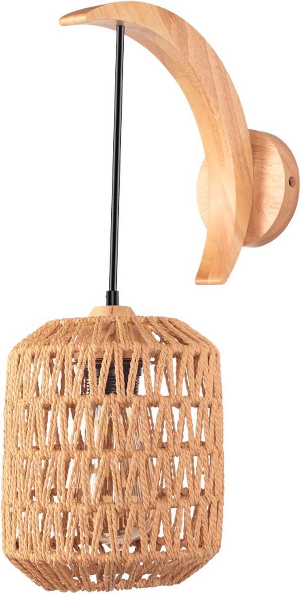 Bohemian Wandlamp Hout E27 - Vintage Verlichting voor Slaapkamer en Woonkamer
