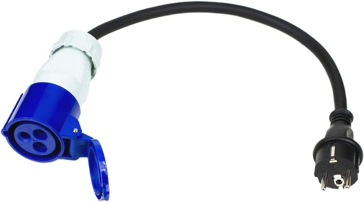 Kabelkoppeling met geaard contact, 35 cm, IP44, spatwaterdicht, 230 V/16 A, 3-polig voor camping en buitengebruik