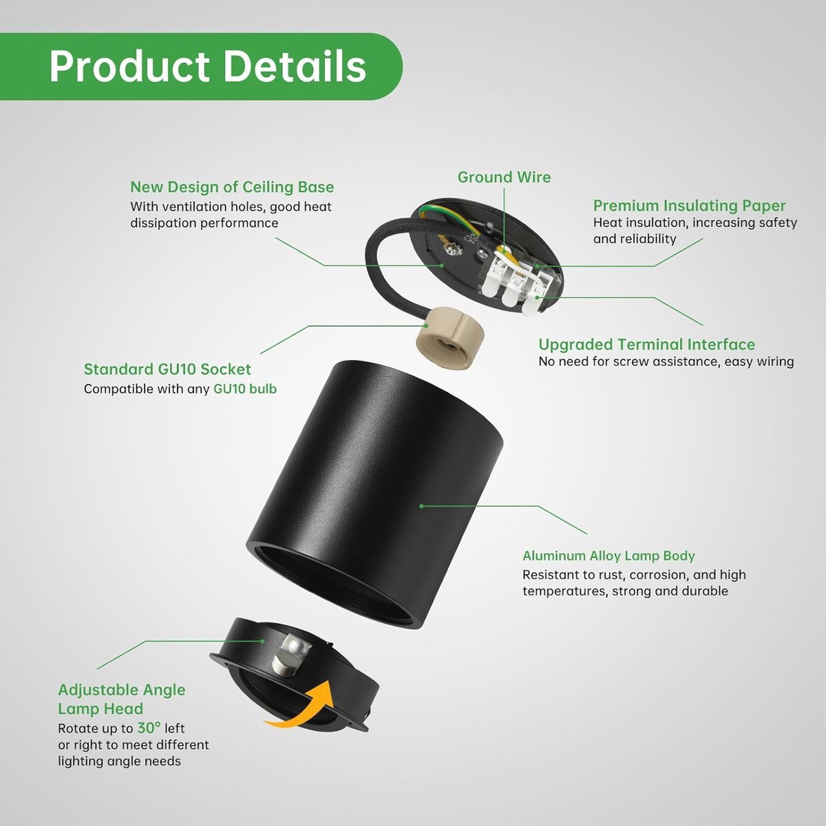 Draaibare Zwarte LED Plafondspots Set van 4 - Voor GU10 en LED Modules