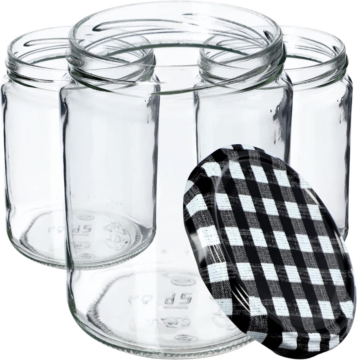 8x Ronde Bewaarpotten met Schroefdeksel 540 ml voor Jam, Inmaken en Opslag