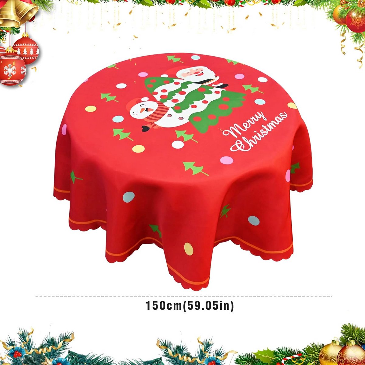 Rond tafelkleed 152 cm voor kerstthema decoratie