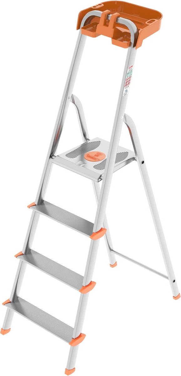 Ladder van aluminium met 4 treden en opbergvak