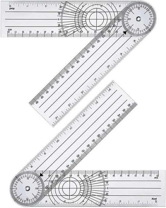 Foto: Hoekmeter en goniometer 360 transparant scharnierend ontwerp 2 stuks