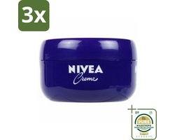 3 x NIVEA - Crème - Pot - Verzorgend - Droge Huid - Hydraterend - 200 ml - Grootverpakking - NIVEA Crème - Huidverzorging - Droge Huid - Hydraterend Crème - Gezicht Crème