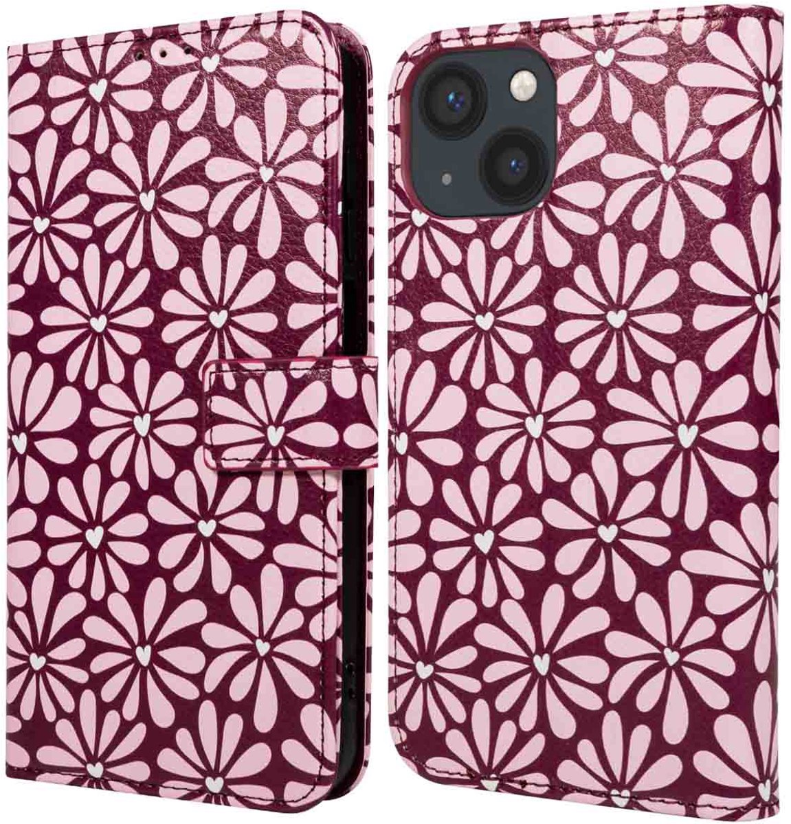 imoshion Hoesje - Geschikt voor Apple iPhone 13 - Design Bookcase smartphone - Bloom Love Blush