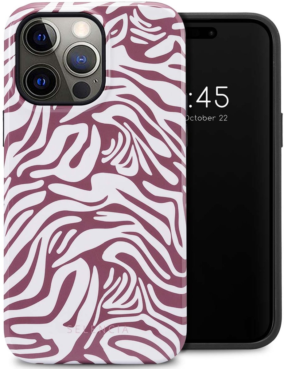 Selencia Hoesje - Geschikt voor Apple iPhone 14 Pro Max - Backcover - Trippy Swirl Dark Rose