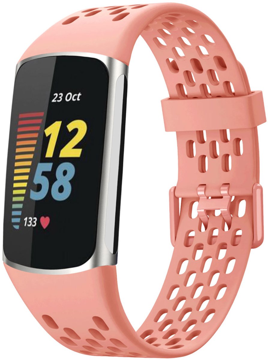 Siliconen sport bandje - Geschikt voor Fitbit Charge 5/ Charge 6 - Oranje