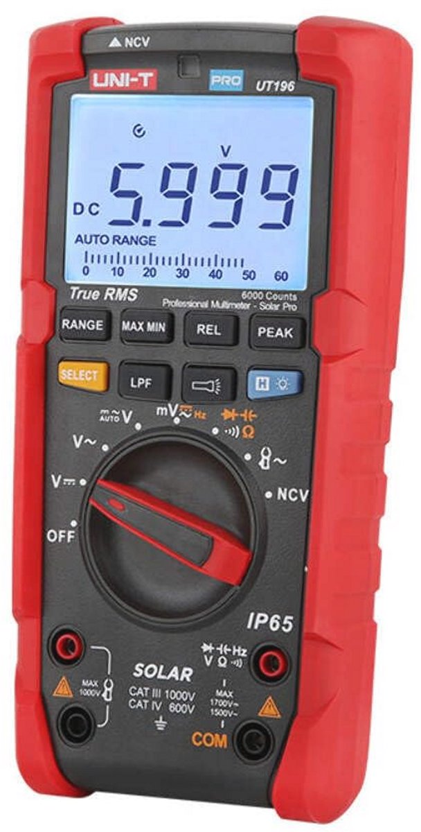 Digitale zonne-multimeter voor onderhoud van zonne-energiesystemen - 1700 V DC / 1500 V AC / 3000 A