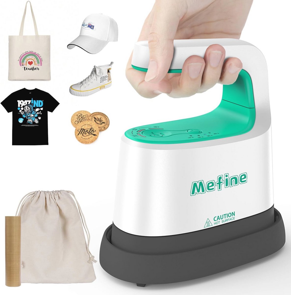 Mini Warmtepers voor T-shirts, Hoeden, en Schoenen - Doe-het-zelf Drukmachine met 4 Tijdmeters en 3 Warmtestanden