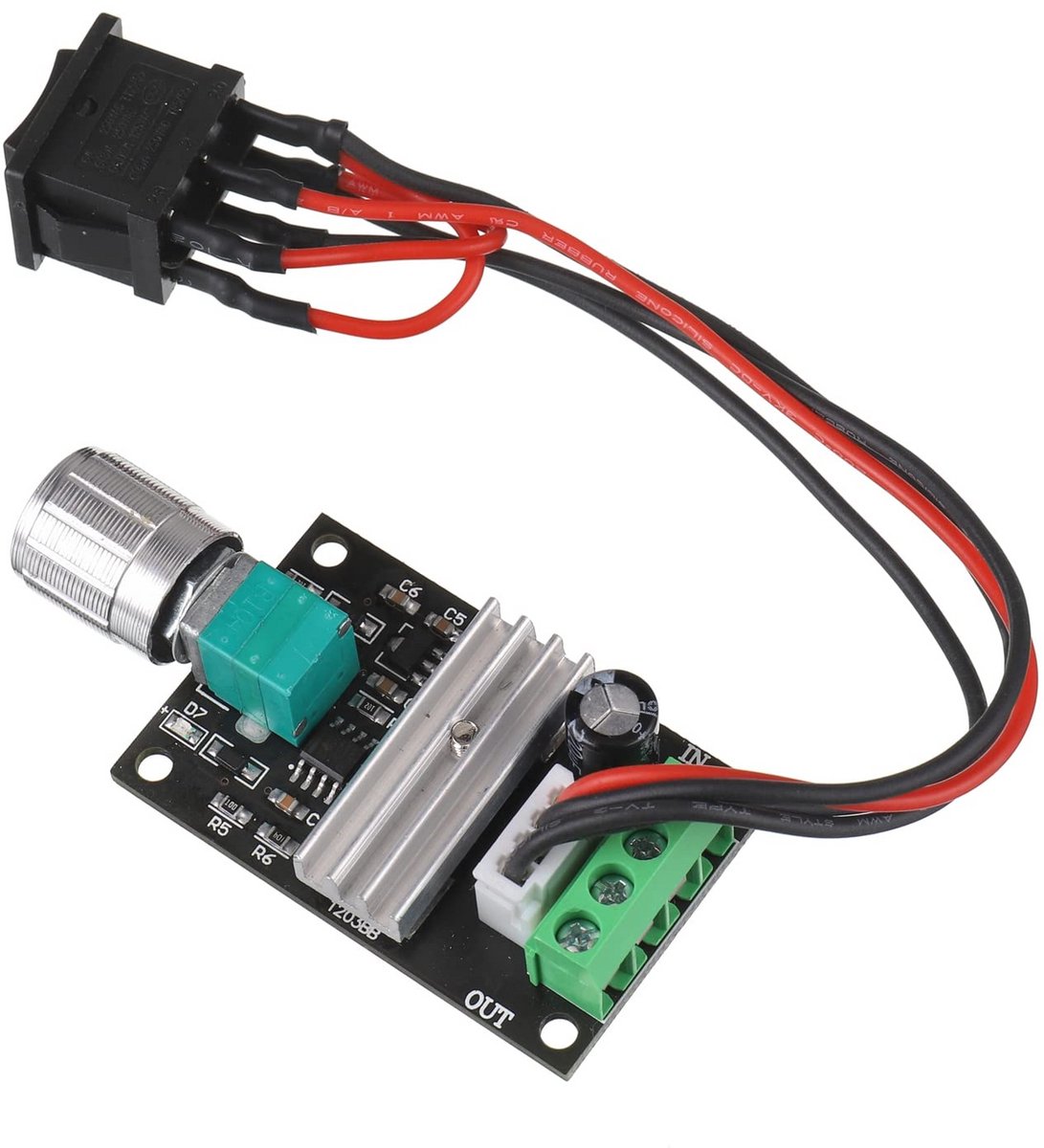 Instelbare DC-motortoerentalregelaar 6V 12V 24V 28V 3A 80W met PWM functie