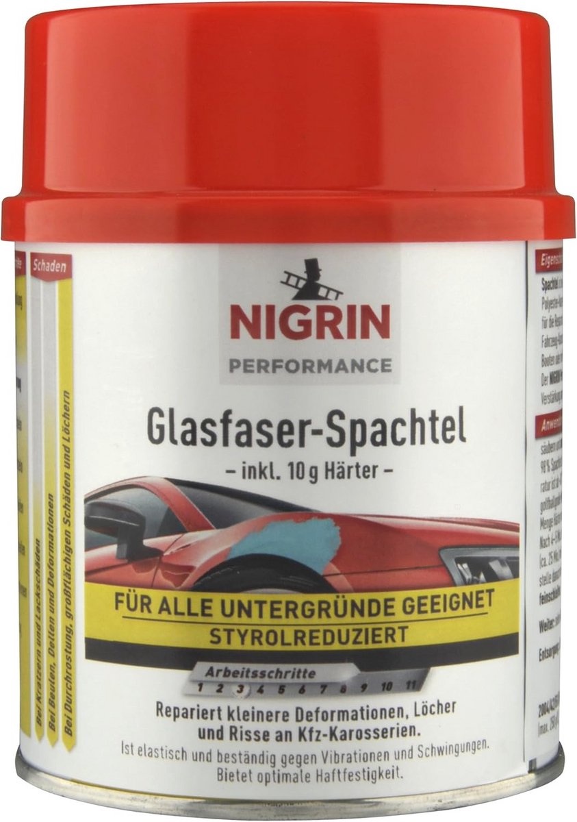 Fijnplamuur voor Auto, Snel Hardend, Maakt Krassen en Oneffenheden Glad, 245 g met Verharder