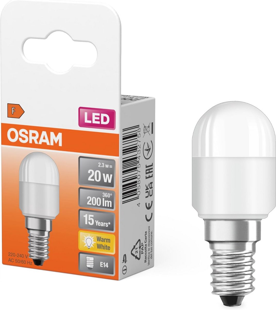LED Lamp E14, 2.30 W, Matt, Warm Wit, 2700 K - Ideaal voor Decoratieve Toepassingen