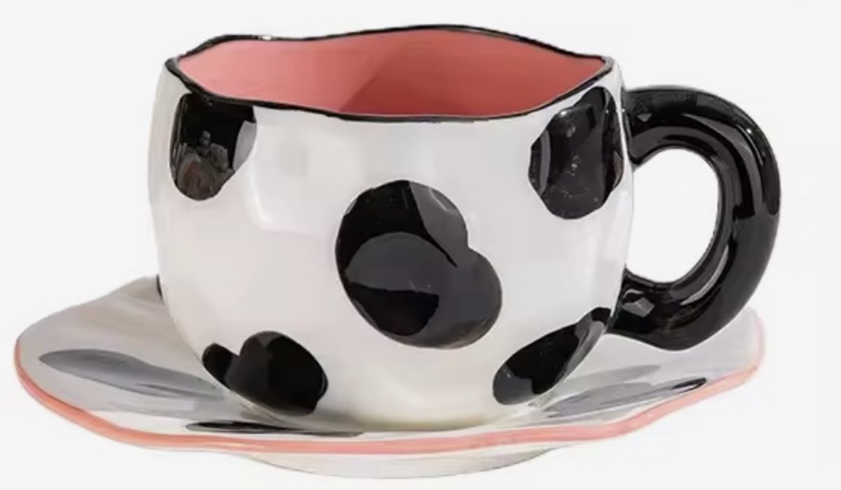 Exclusieve Handgemaakte Keramiek Kop-en-Schotel Set - 280ml - Uniek, Artistiek & Perfect Cadeau