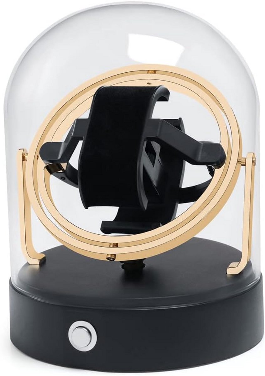Luxe Horloge Winder met 360 Graden Rotatie en Echte Glazen Kap