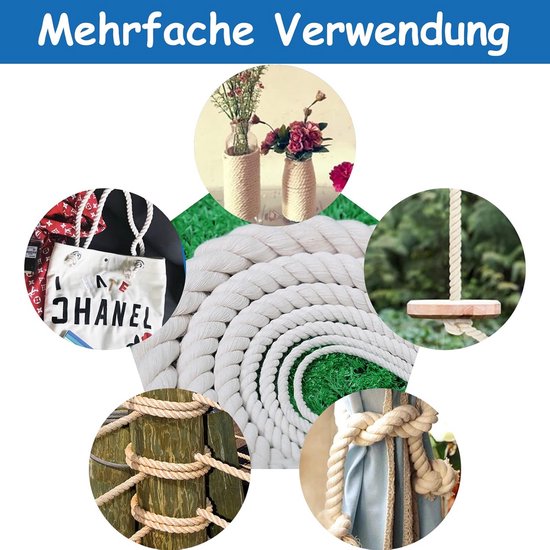 Macramégaren 3 mm x 300 m, 100% katoen, katoenen touw voor macramé, wandtapijten, plantenhangers, decoratie en knutselen, zacht en recyclebaar
