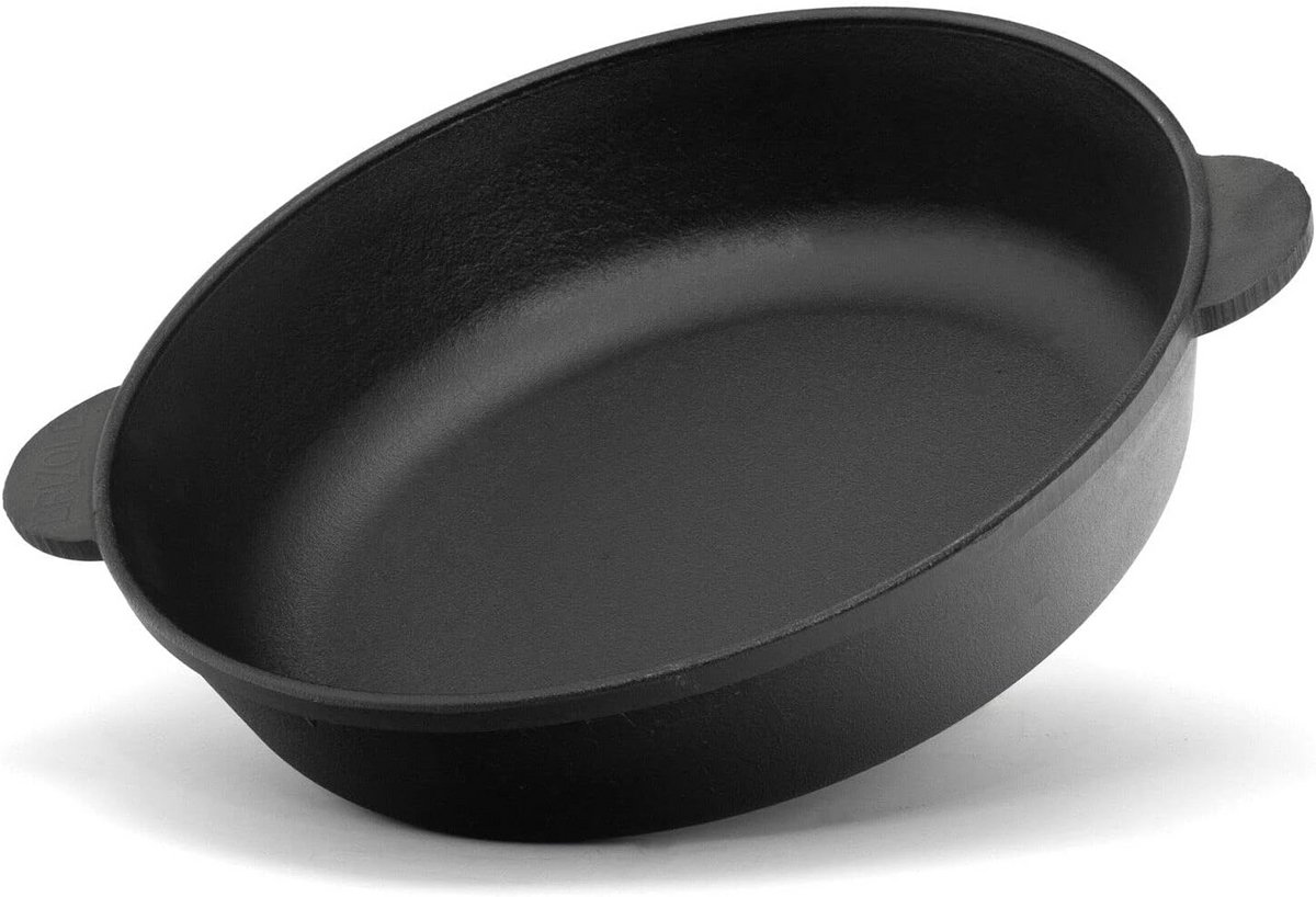 Gietijzeren Pan 28 cm - Braadpan & Stoofpan voor Alle Warmtebronnen (Inclusief Inductie)