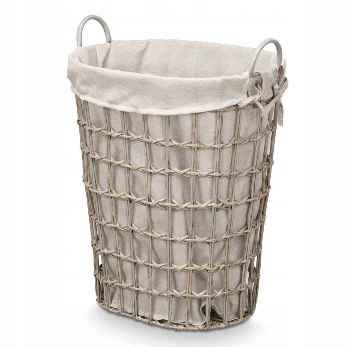 Grijze wasmand met verwijderbare voering en handgrepen - 58x49x35 cm
