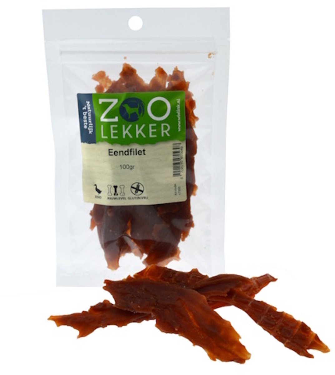Zoolekker Eendfilet hondensnack - luchtgedroogde eend voor honden 100 Gram