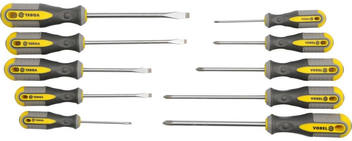 Vorel Schroevendraaierset 10 Delig – CrV Schroevendraaiers met Magnetische Punten