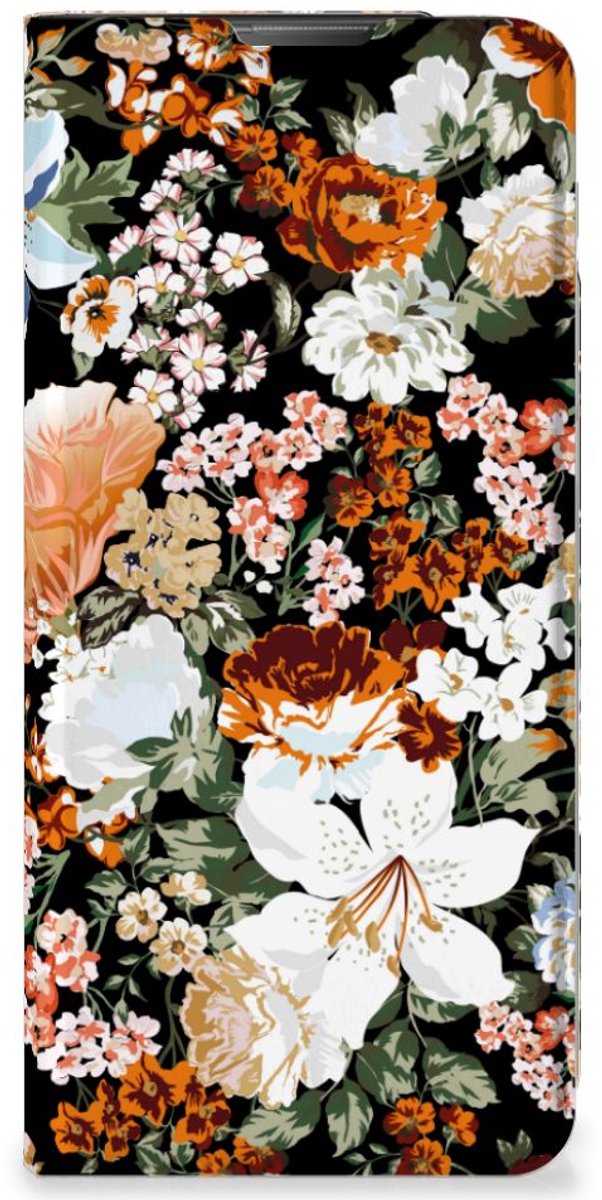 Book Case voor Smart Cover voor Motorola Moto E20 Dark Flowers