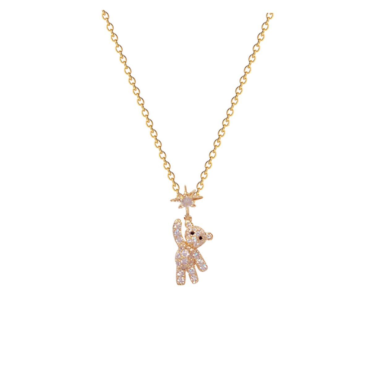 Goudkleurige Ketting - Teddybeer & Ster - Minimalistische ketting - Roestvrij Staal - Verstelbaar - Trendy & Duurzaam - Dames