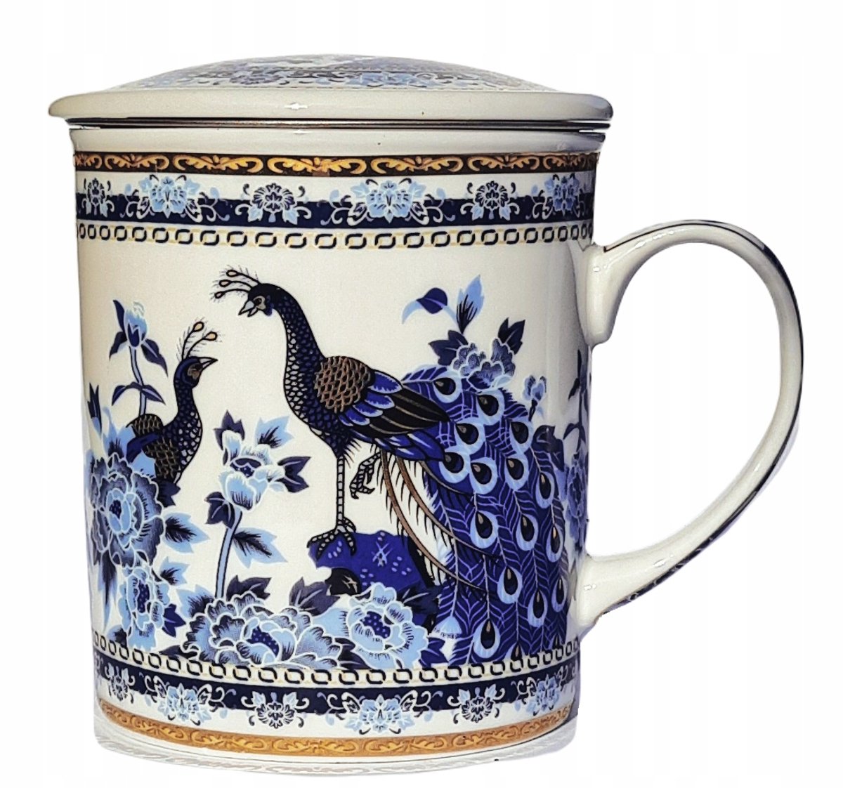 Porseleinen Mok met Zetgroep - Pauw Blauw, 260ml