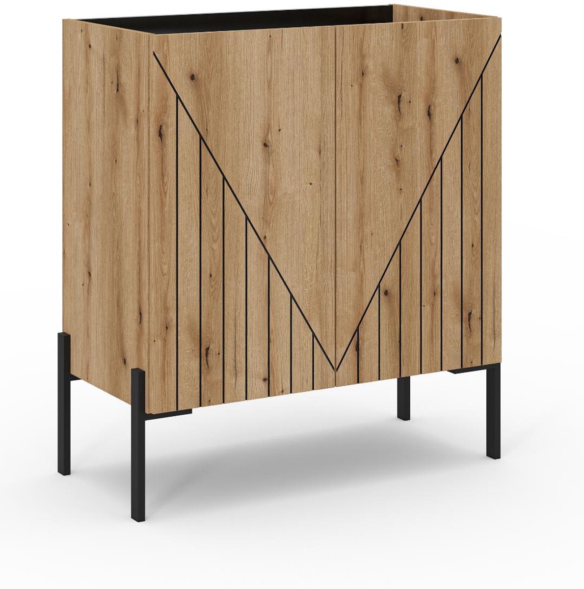 Xonox.Home Ladekast Neo B/H/D: 80x91x40 cm in Evoke Oak-imitatie en zwart Evoke Oak replica