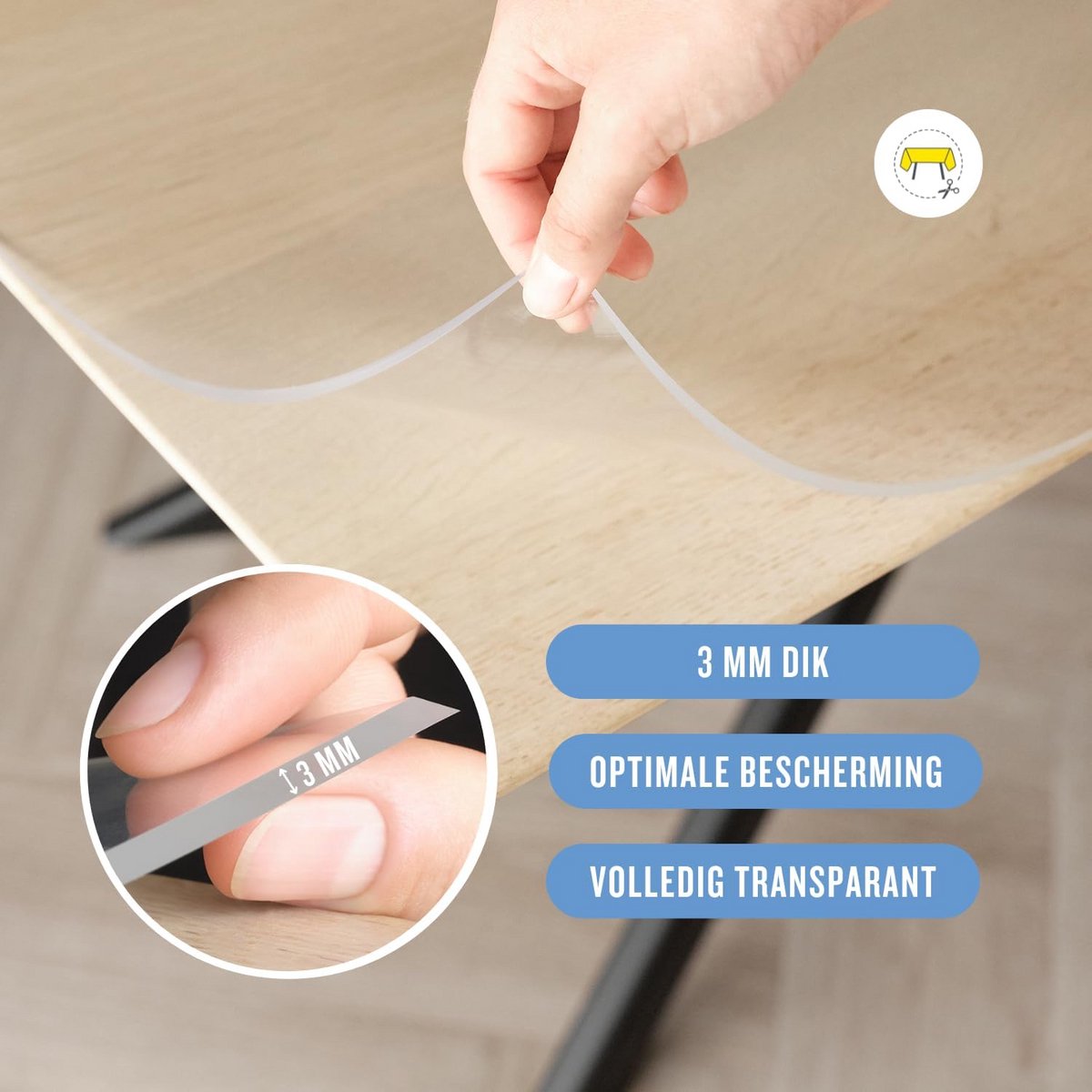 Transparant Tafelzeil 3mm Dik - Op Maat Gemaakt en Vlekbestendig Tafelkleed