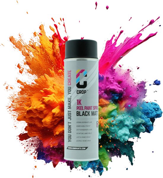 CROP Plastic Dip Spuitbus - Zwart Mat Autolak - Waterafstotende Rubber Spray - 500ml - Lakverf voor de Auto