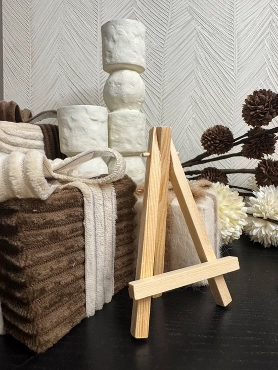 Foto: Hartjespost tegelhouder licht bruin schoencadeautjes sinterklaas tegel standaard tegelhouder tegel met tekst houder