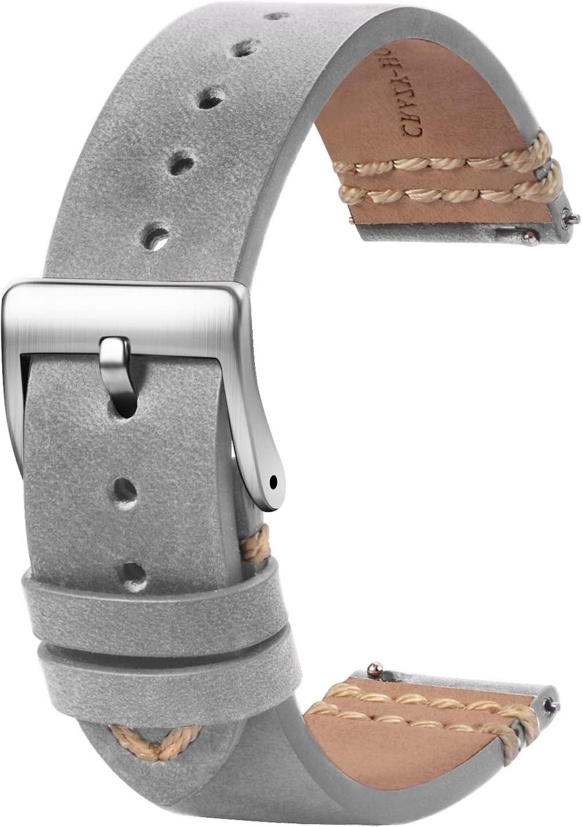 CSGoods - Lederen band met zachte snelsluiting voor slimme horloges - Vervangende bandjes voor heren en dames - 18mm 19mm 20mm 21mm 22mm